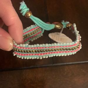 Beaded bracelet adjustable band width for perfect sizing.